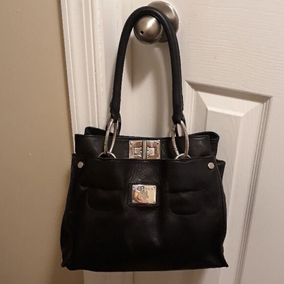 Zagara Italy black leather satchel bag - Picture 1 of 8